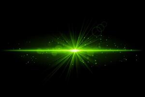 Green starburst. Radiant light beam, glowing particles, bright star effect, warm illumination, abstract lighting design, futuristic energy, decorative modern visual vector