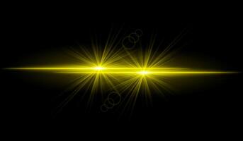 Dual golden starburst. Bright intersecting beams, glowing particles, radiant light effects, warm illumination, abstract lighting design, futuristic energy, decorative visuals vector