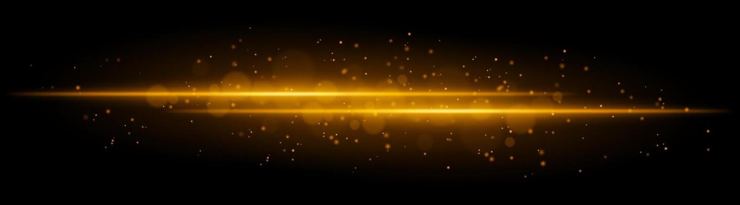 Orange glowing line beam. Horizontal light beam with sparkling particles, radiant golden glow, abstract illumination, decorative lighting effect, warm and vibrant design