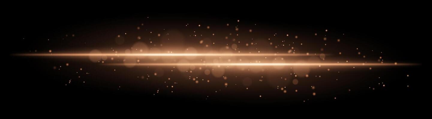 Orange glowing line beam. Horizontal light beam with sparkling particles, radiant golden glow, abstract illumination, decorative lighting effect, warm and vibrant design