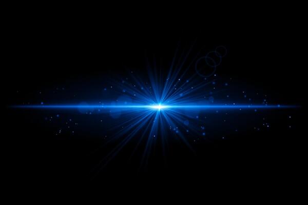 Blue starburst. Radiant light beam, glowing particles, bright star effect, warm illumination, abstract lighting design, futuristic energy, decorative modern visual