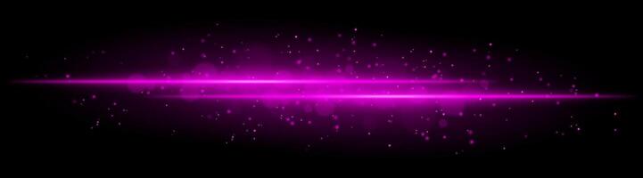 Purple glowing line beam. Horizontal light beam with sparkling particles, radiant golden glow, abstract illumination, decorative lighting effect, warm and vibrant design vector