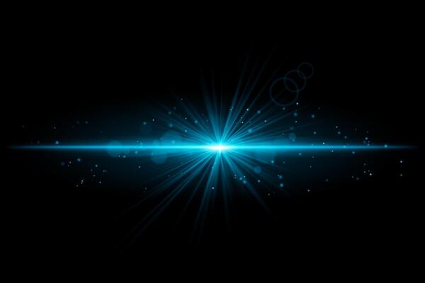 Blue starburst. Radiant light beam, glowing particles, bright star effect, warm illumination, abstract lighting design, futuristic energy, decorative modern visual