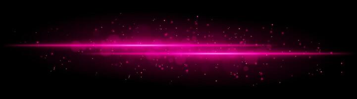 Purple glowing line beam. Horizontal light beam with sparkling particles, radiant golden glow, abstract illumination, decorative lighting effect, warm and vibrant design vector