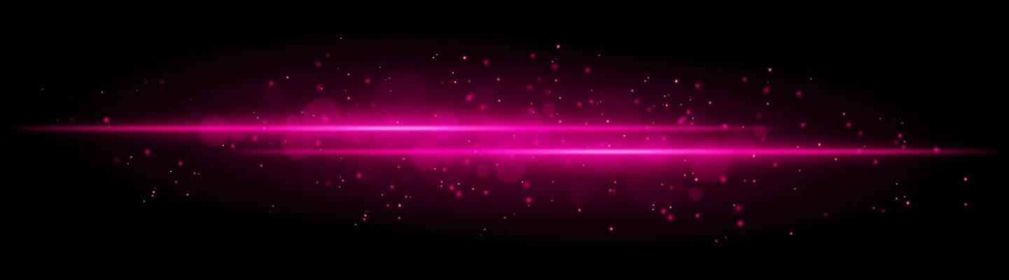 Purple glowing line beam. Horizontal light beam with sparkling particles, radiant golden glow, abstract illumination, decorative lighting effect, warm and vibrant design
