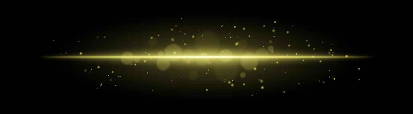 Soft golden glow. Horizontal light beam with subtle particles, warm illumination, abstract lighting effect, minimalistic design, radiant and elegant decor