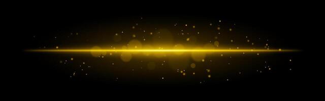Yellow glowing line icon. Vibrant horizontal beam, illuminated particles, abstract light effect, futuristic energy, minimalistic decor, dynamic modern design, radiant visual vector