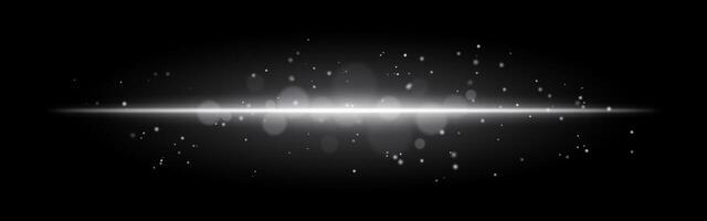 White glowing line icon. Vibrant horizontal beam, illuminated particles, abstract light effect, futuristic energy, minimalistic decor, dynamic modern design, radiant visual vector