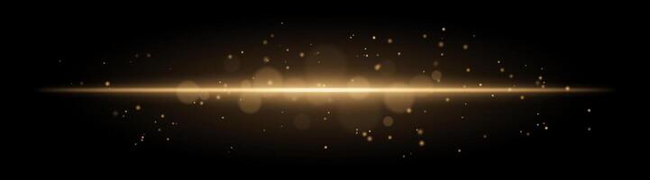 Soft golden glow. Horizontal light beam with subtle particles, warm illumination, abstract lighting effect, minimalistic design, radiant and elegant decor vector