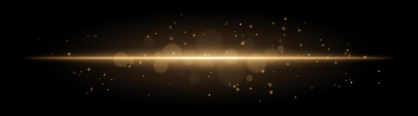 Soft golden glow. Horizontal light beam with subtle particles, warm illumination, abstract lighting effect, minimalistic design, radiant and elegant decor