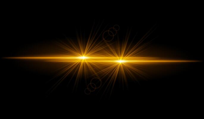 Dual orange starburst. Bright intersecting beams, glowing particles, radiant light effects, warm illumination, abstract lighting design, futuristic energy, decorative visuals