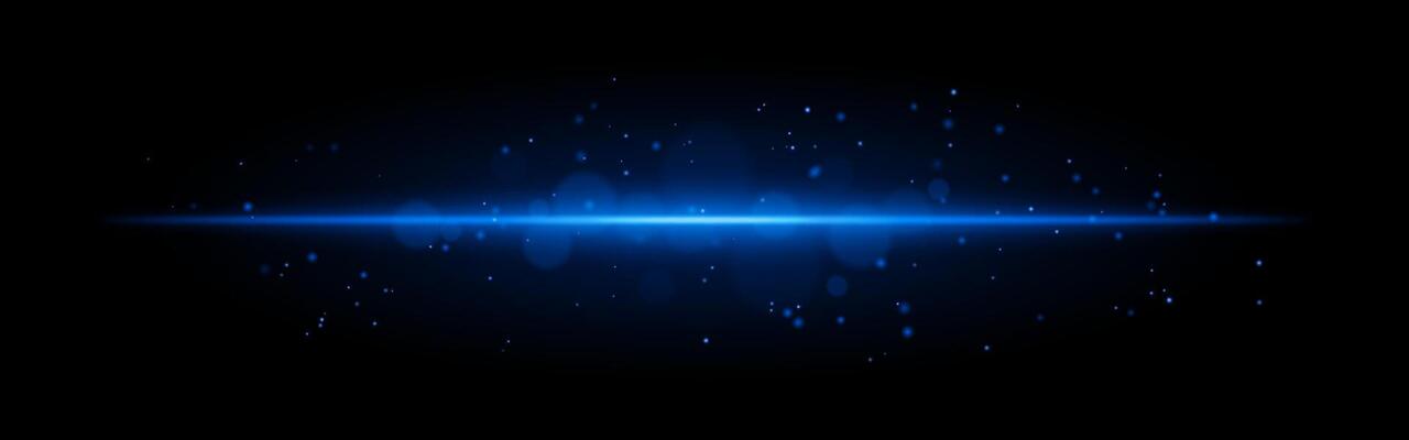 Blue glowing line icon. Vibrant horizontal beam, illuminated particles, abstract light effect, futuristic energy, minimalistic decor, dynamic modern design, radiant visual