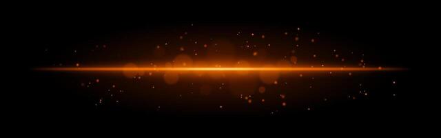Orange glowing line icon. Vibrant horizontal beam, illuminated particles, abstract light effect, futuristic energy, minimalistic decor, dynamic modern design, radiant visual vector