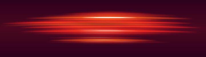 Red motion blur beam. Dynamic horizontal streaks, glowing red and orange light, abstract motion effect, futuristic energy, speed visual, modern lighting decor, radiant design. vector
