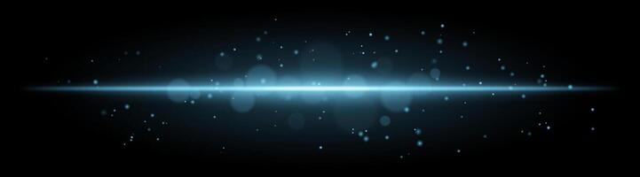 Soft Blue glow. Horizontal light beam with subtle particles, warm illumination, abstract lighting effect, minimalistic design, radiant and elegant decor vector