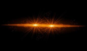 Dual orange starburst. Bright intersecting beams, glowing particles, radiant light effects, warm illumination, abstract lighting design, futuristic energy, decorative visuals vector