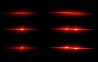 Red glow effects set. Radiant light streaks, sparkling particles, bright starbursts, warm illumination, abstract lighting design, decorative energy beams, vibrant modern visuals vector