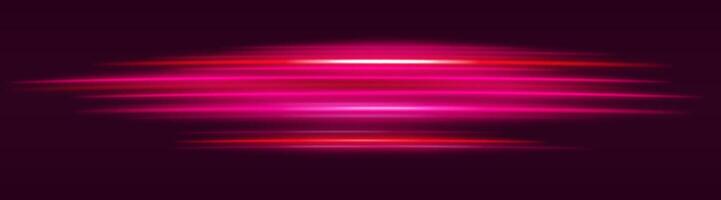 Red motion blur beam. Dynamic horizontal streaks, glowing red and orange light, abstract motion effect, futuristic energy, speed visual, modern lighting decor, radiant design. vector
