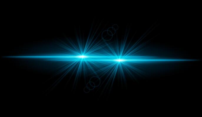 Dual Blue starburst. Bright intersecting beams, glowing particles, radiant light effects, warm illumination, abstract lighting design, futuristic energy, decorative visuals