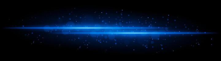 Blue glowing line beam. Horizontal light beam with sparkling particles, radiant golden glow, abstract illumination, decorative lighting effect, warm and vibrant design vector