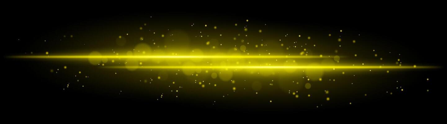 Golden glowing line beam. Horizontal light beam with sparkling particles, radiant golden glow, abstract illumination, decorative lighting effect, warm and vibrant design