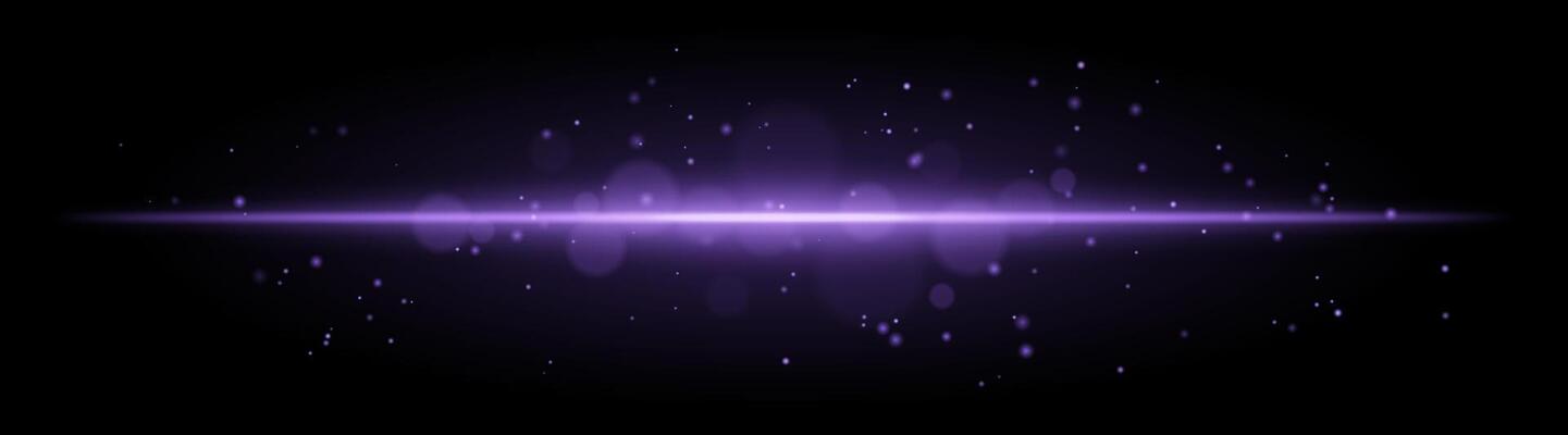 Soft purple glow. Horizontal light beam with subtle particles, warm illumination, abstract lighting effect, minimalistic design, radiant and elegant decor