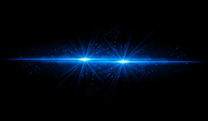 Dual Blue starburst. Bright intersecting beams, glowing particles, radiant light effects, warm illumination, abstract lighting design, futuristic energy, decorative visuals