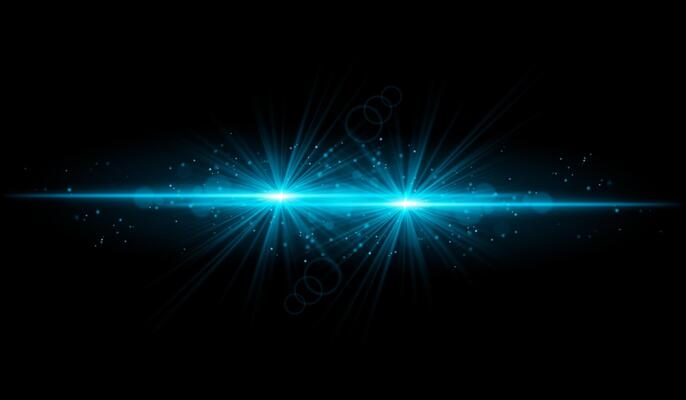 Dual Blue starburst. Bright intersecting beams, glowing particles, radiant light effects, warm illumination, abstract lighting design, futuristic energy, decorative visuals