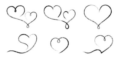 Heart in linear doodle style. Continuous romantic love symbol drawn with brush vector