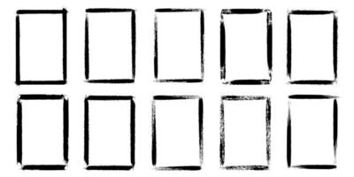 Frame with grunge borders. Window painted with a brush bristle. Old shabby retro background. Graffiti frame for collage vector
