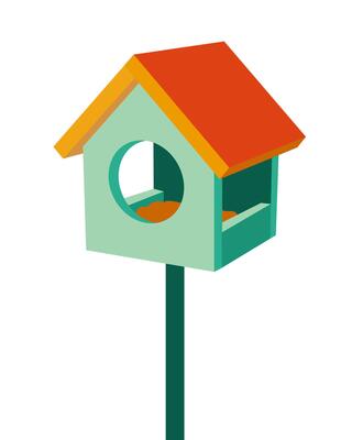 Bird feeder. Illustration in simple. cartoon style