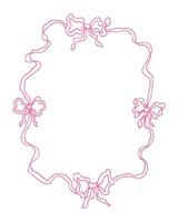 A pink frame with bows is drawn on a white background. The frame is simple and elegant, with the bows arranged in a way that creates a sense of balance and harmony vector
