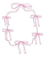 A pink ribbon frame with bows. The bows are drawn in pink and are arranged in a circle vector