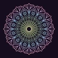 Intricate Colorful Mandala with Geometric Patterns and Neon Glow on Dark Background vector
