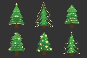 Christmas tree set. Xmas fir-trees and pines. New year trees vector