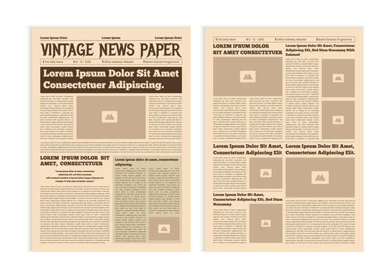 Vintage newspaper template with newsprint text. newspaper antique