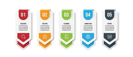 Infographic template with 5 steps. vector