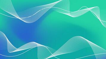 Abstract dynamic wave lines on blue green gradient background. future technology concept. vector