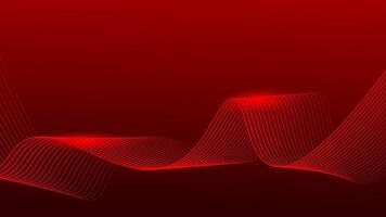 Abstract wavy lines on dark red gradient background. Dynamic flowing glowing lines background. vector