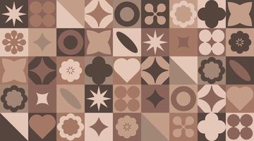 Geometric seamless abstract pattern in brown palette. Mocha Mousse color background 2025 Year. Minimal banner vector