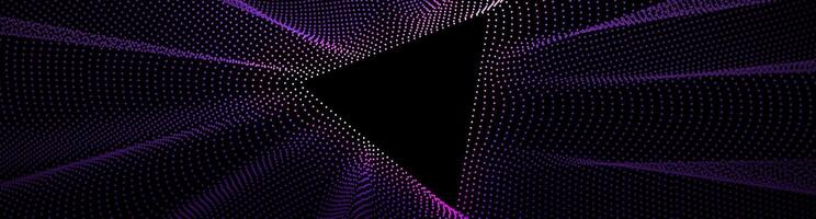 Purple triangle techno background. Big data visualization on dark space with dotted lines effect decoration. Modern graphic design element dots waves style concept for flyer, card, or brochure cover vector