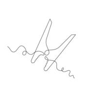 illustration of clothespin one continuous line art. line, simple, hand drawn and sketch style. for icon, symbol, sign or logo vector