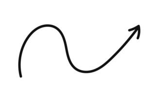 A line drawing of a curve with an arrow pointing up vector
