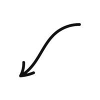 A black and white drawing of a curved arrow vector