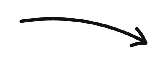 A black and white drawing of an arrow pointing down vector