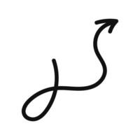 A black and white drawing of a line with an arrow pointing up vector