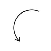 A black and white drawing of a curved arrow vector