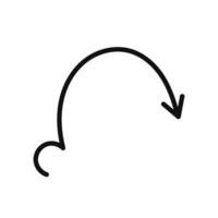 A black and white drawing of a circle with an arrow pointing down vector