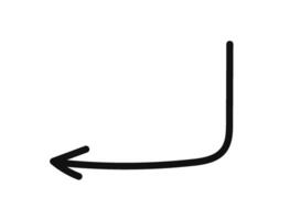 A black and white drawing of a line that is pointing down vector