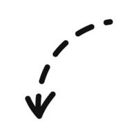 A black and white drawing of a arrow pointing down vector